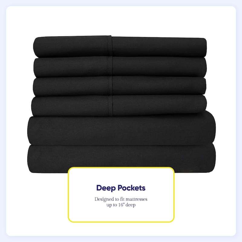 Soft Brushed Microfiber 7-piece Split King Sheet Set - 4 Pillowcases