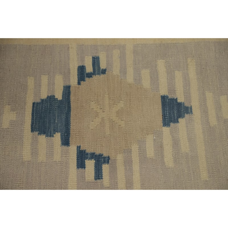 Hand Woven Oriental 100% Wool Carpet Southwestern Tribal Greys & Charcoal Kilim Runner Rug - 11' 10'' X 2' 7''