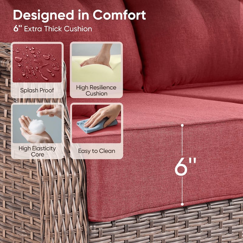 Pocassy Wicker Sofa Chair Set for Garden