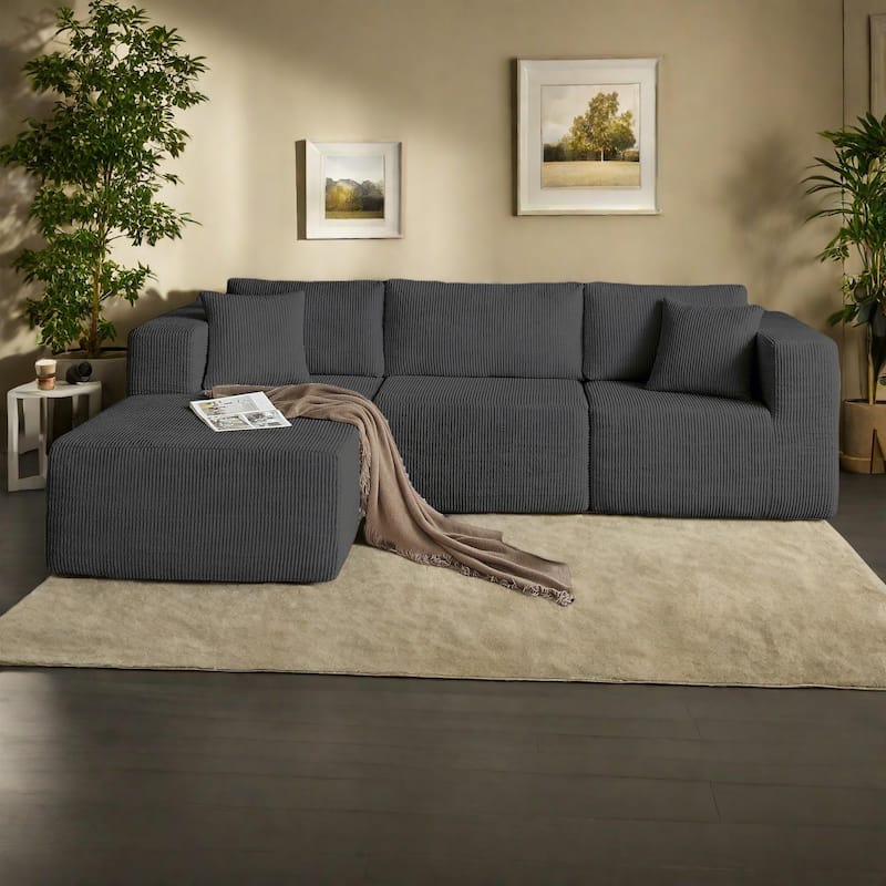 104.33" Modern 3-Seat L-Shaped Sectional Sofa with Free Combination Design and No Assembly Required - Grey