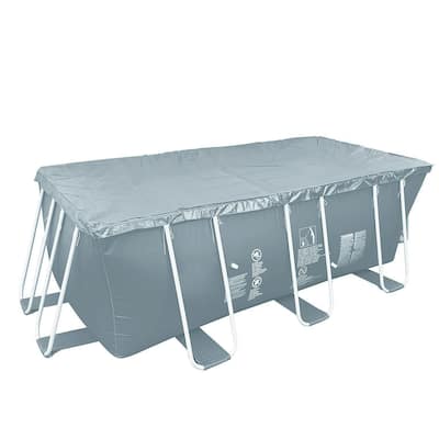 5.9' x 12.6' Gray Rectangular Pool Cover with Rope Ties - 5.9' x 12.6'