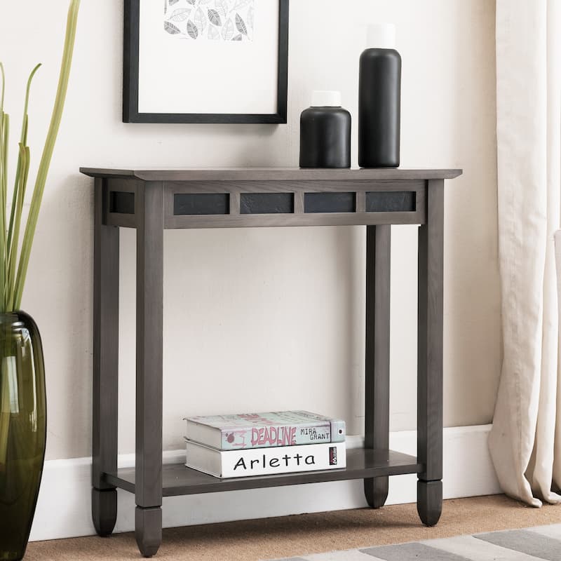 Copper Grove Ixia Rustic Oak and Slate Tile Hall Stand
