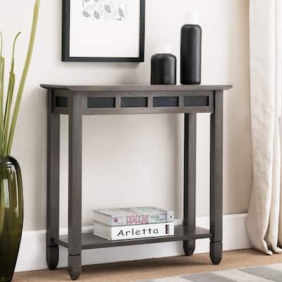 Copper Grove Ixia Rustic Oak and Slate Tile Hall Stand