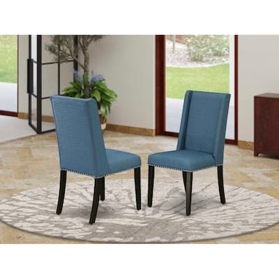 Parsons Chair Set of 2 with Blue Linen Fabric, Stylish Accent Seating - 19.25