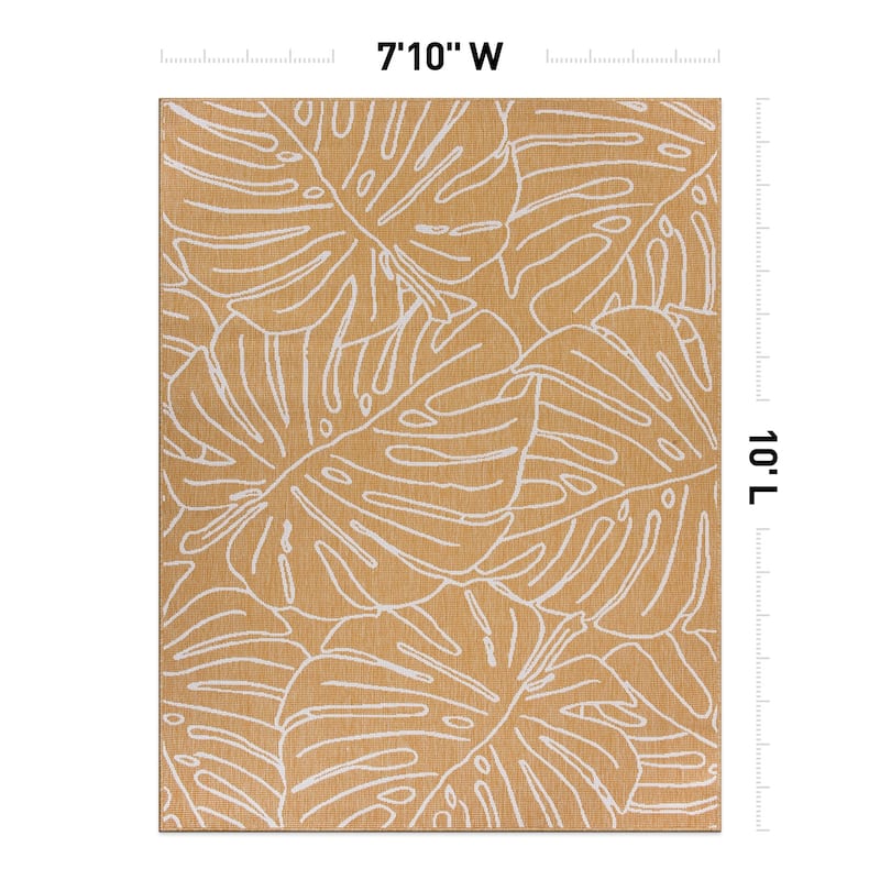 World Rug Gallery Contemporary Tropical Leaves Indoor/Outdoor Area Rug