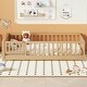 preview thumbnail 26 of 66, Twin Size Floor Bed Frame for Kids Bed with Fence Guardrails Endbed Storage Splint Platform Bed - Available with or without Door