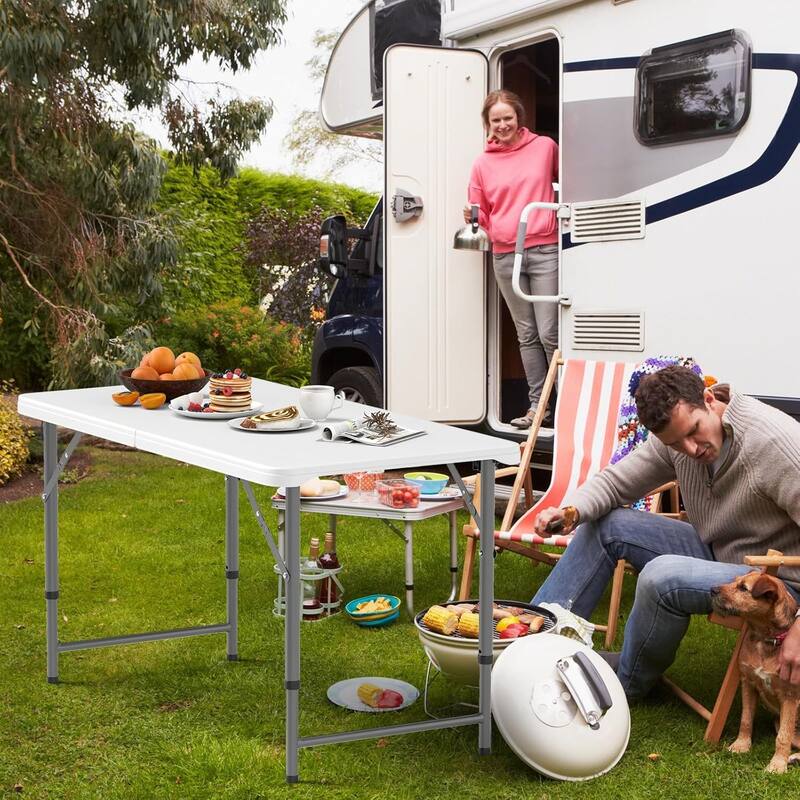 Folding Table HDPE Portable Fold-in-Half Table Dining Table