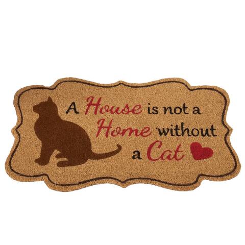A House Is Not A Home Without A Cat Scalloped Edge Coco Mat - 30 x 0.59 x 18