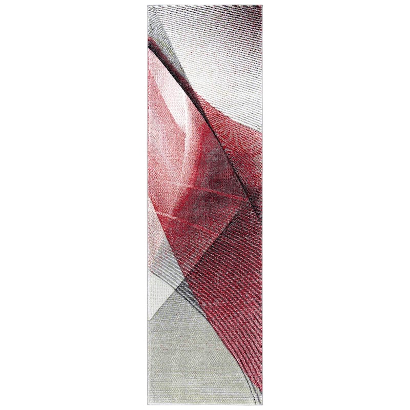 SAFAVIEH Hollywood Verbena Mid-Century Modern Abstract Rug - 2'3" x 8' Runner - Grey/Red