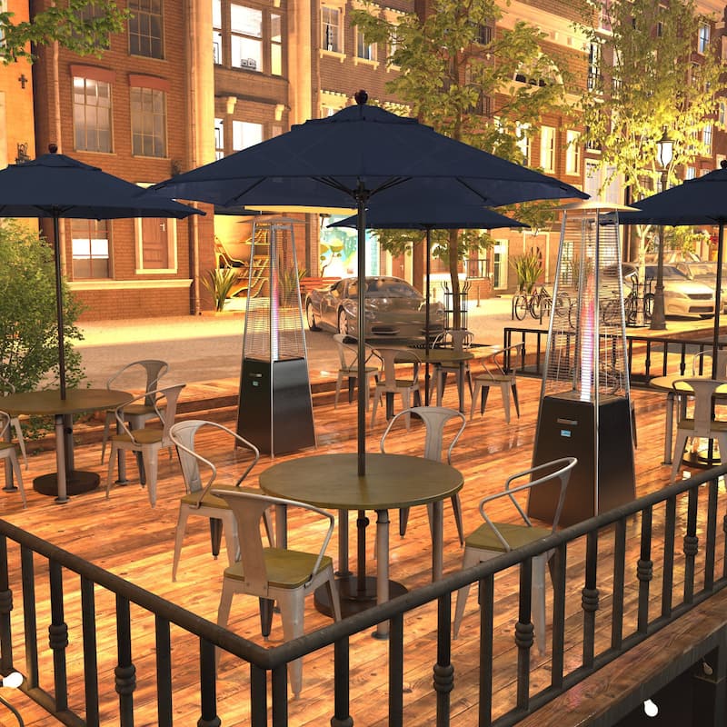 California Umbrella 7.5' Venture Series Patio Umbrella, Bronze Aluminum Pole Fiberglass Ribs Push Lift, Olefin Royal Blue - Navy Blue