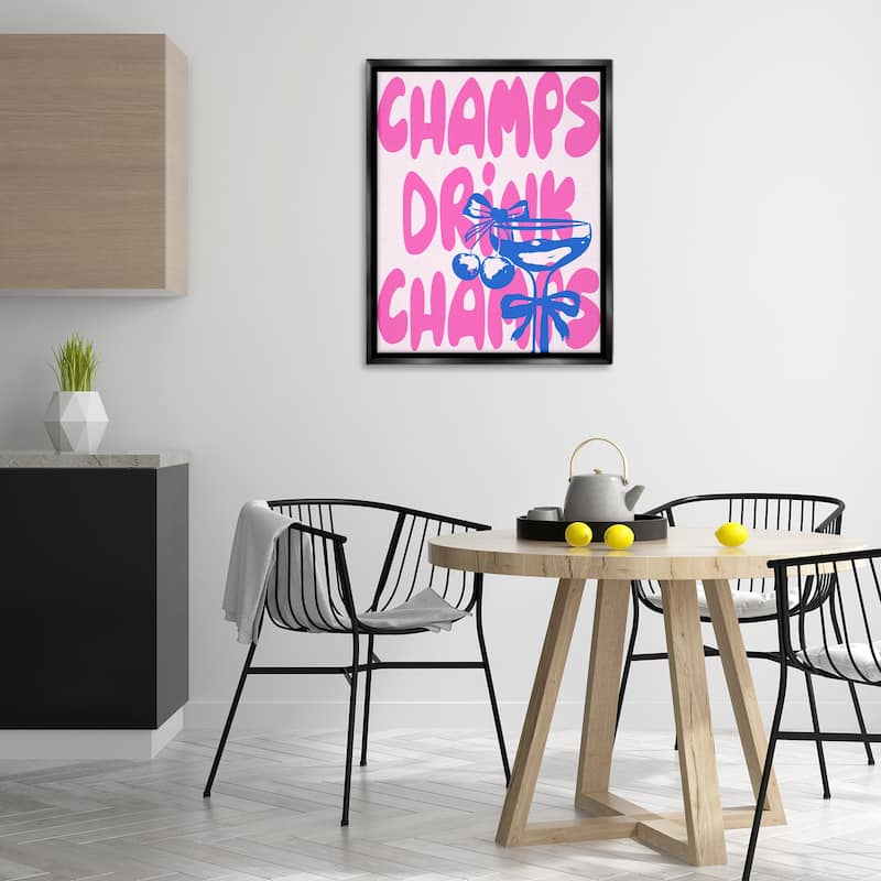 Stupell Champs Drink Champagne Framed Floater Canvas Wall Art Design By House of Lulu