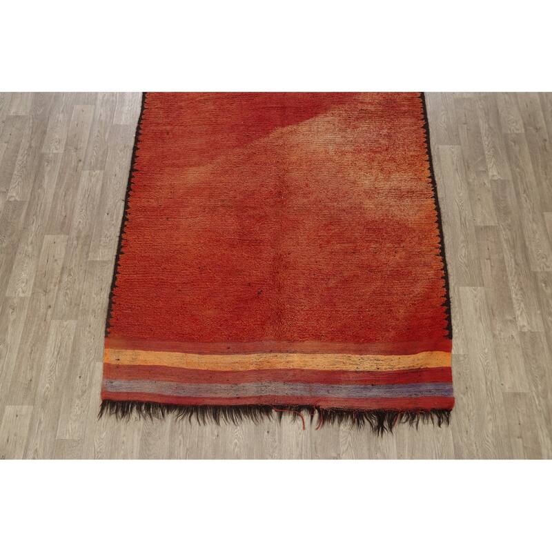 Antique Tribal Moroccan Oriental Area Rug Wool Handmade Carpet - 6'4" x 13'6"