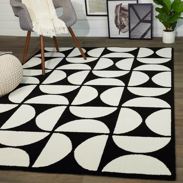 Modern Geometric Rug Grey Black Green Check Pattern Mat Living Room Area Carpets 