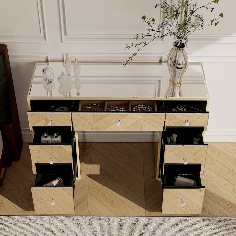 Luxury Mirror Makeup Vanity with 7 Drawers