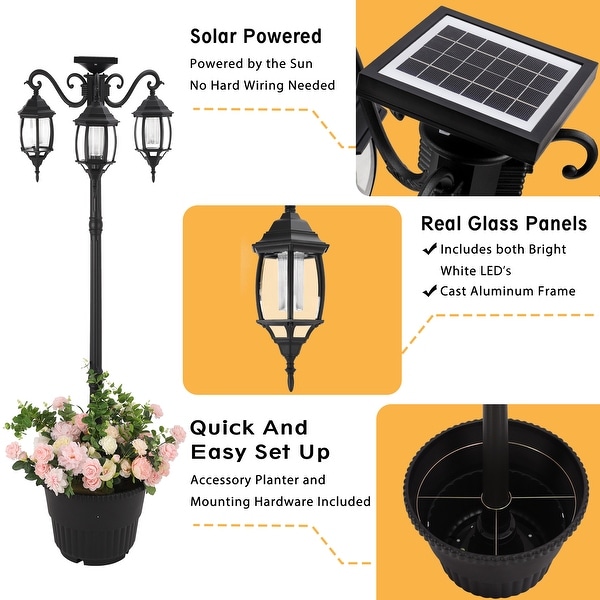 Sun Ray Madison Solar Lamp Post and Planter