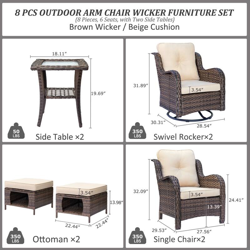 Patio Conversation Sets-Wicker Patio Furniture Sets with Swivel Chairs