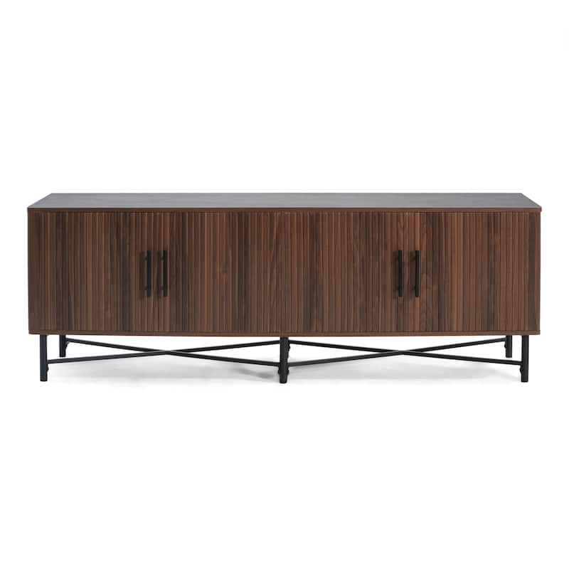 66" Stylish TV Stand, Entertainment Center with Adjustable Shelf, Wood TV Console with 2 Cabinets, Media Console for Living Room
