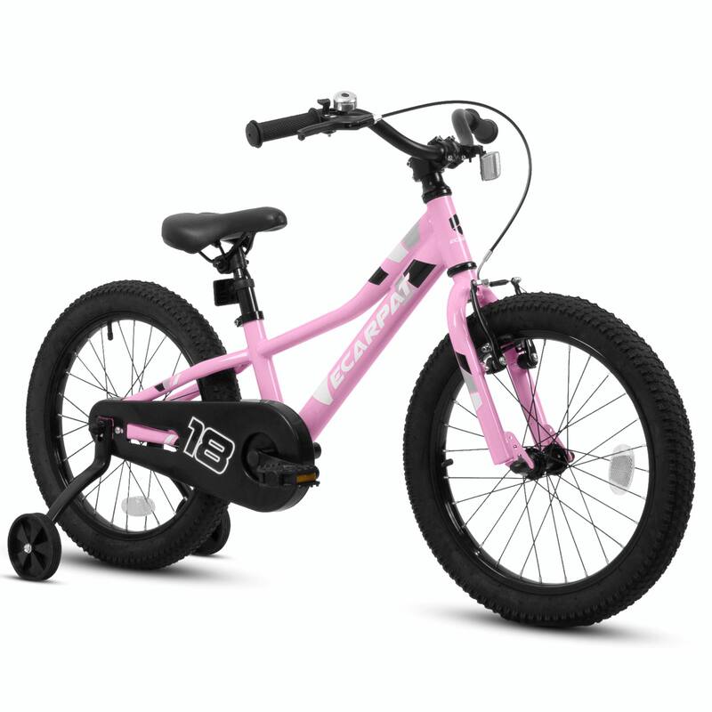Kids' 18-Inch Bike - 1-Speed, For 3-5 Years, Removable Training Wheels, Baby Toys - Pink