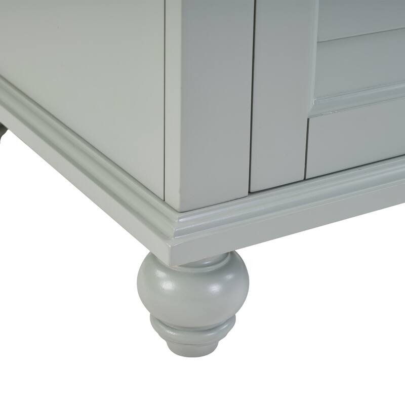 36" Bathroom Vanity With Top Ceramic Art Sink and Artificial Stone Slab, 2-Soft Close Door, Wall-Mounted Mounting Design