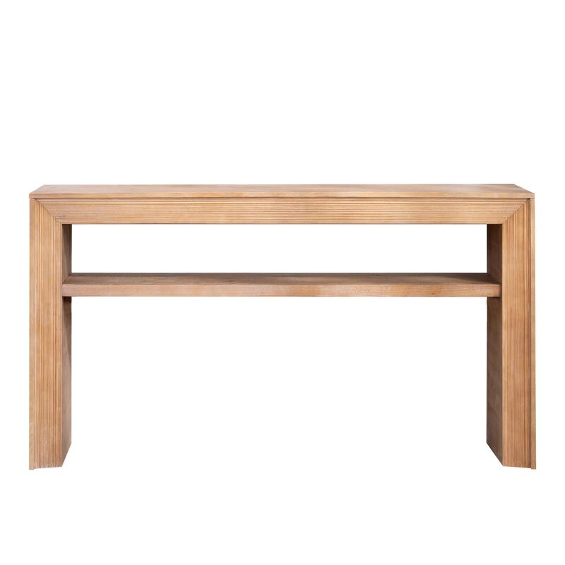 Modern Farmhouse Rustic Solid Wood Console Table with Storage Shelf