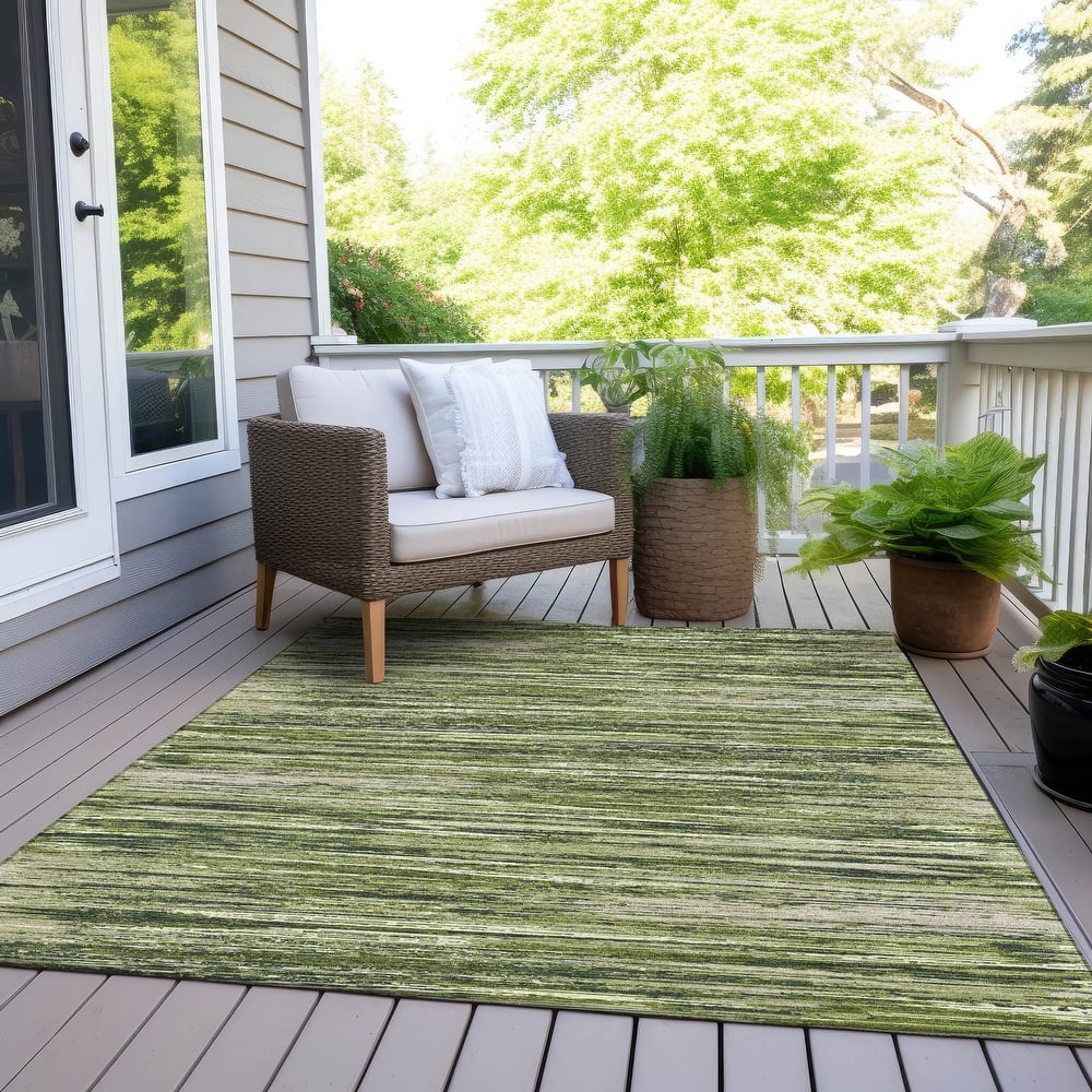 Machine Washable Indoor/ Outdoor Chantille Abstract Stripe Rug