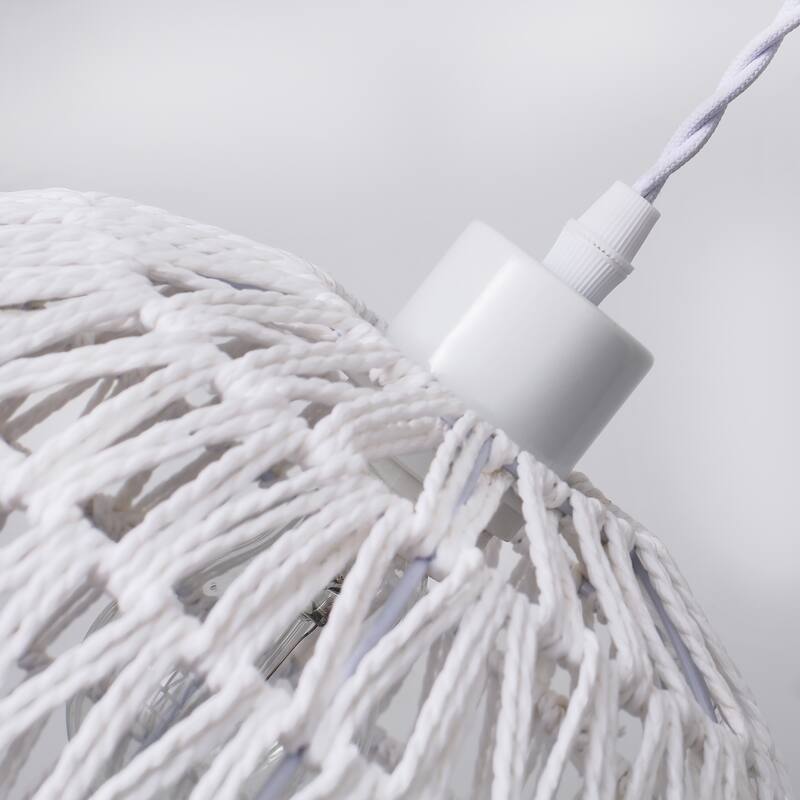 Plug in Handwoven Hemp Rope Lampshade Pendant Light with On/Off Switch