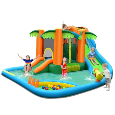 Costway Inflatable Water Slide Park Kid Bounce House Splash Pool - See Details