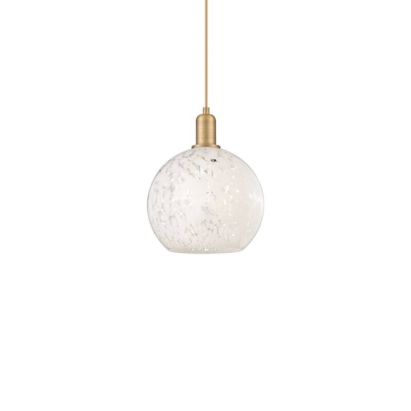 Innovations Lighting 716-1P-13-10 White Mouchette Pendant White - Brushed Brass / White Mouchette