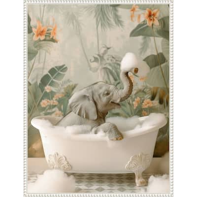 Elephant Bubble Bliss by Niky Rahner Framed Canvas Wall Art