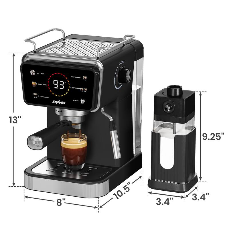 20 Bar Espresso Machine for Home and Office, Single/Double Espresso, Americano and Cold Brew