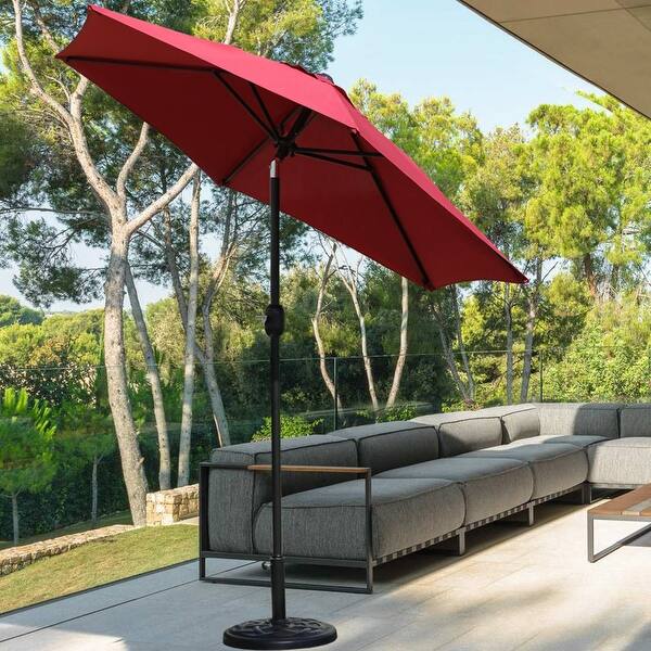 14 foot offset patio umbrella weaxty 14-ft Steel Beige No-tilt Market Patio Umbrella with Base in the Patio  Umbrellas department at Lowes.com