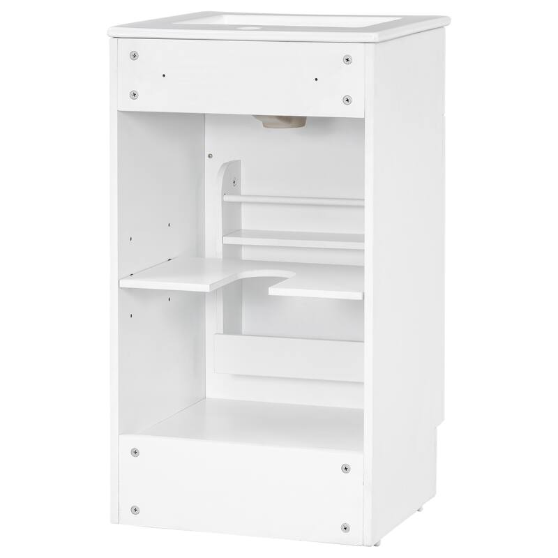 18" Bathroom Vanity w/Undermount Ceramic Sink, Free Standing Storage Vanity Cabinet with Soft Closing Door and Adjustable Shelf