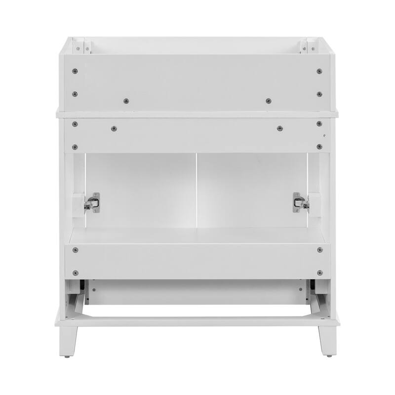Stylish Retro Bathroom Vanity with Unique Groove Pattern, Durable MDF & Wood Construction - 29.37in L