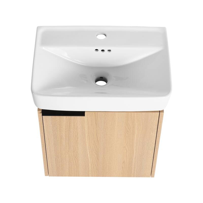 Plywood Wall-Mounted Bathroom Vanity with Integrated Resin Sink