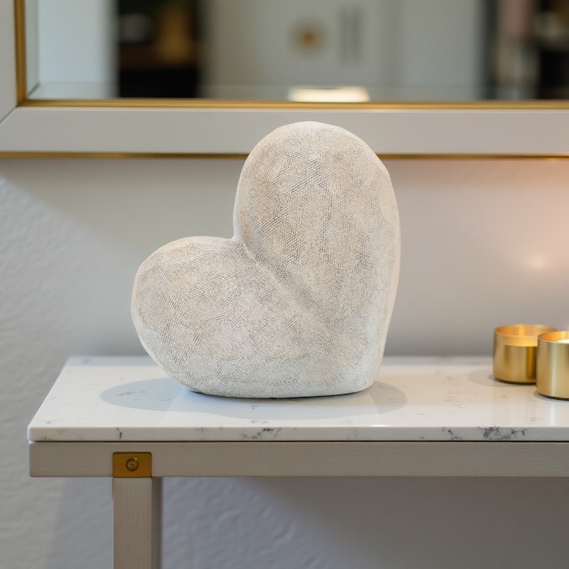 Modern Stone Ceramic Geometric Heart Sculpture