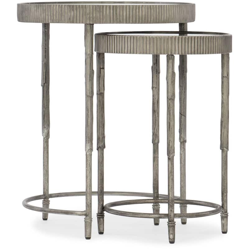 Hooker Furniture 19-1/2 Inch Diameter Iron Nesting Tables - Vintage Silver