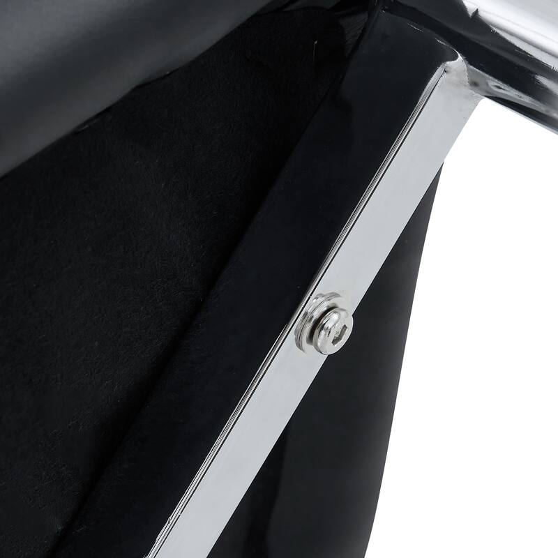 Roomfitters PU Dining Chairs with Sleek Back and Silver Metal Legs, Set of 8 for Dining, Bedroom or Office Use, Black+Silver