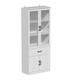 preview thumbnail 53 of 71, 78.7"Modular White Curio Bookcase Cabinet w/Glass Doors Buffet Display