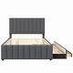 preview thumbnail 9 of 16, Full Size Upholstered Platform Bed with Twin Size Trundle and 3 Drawers, Linen Fabric, Gray