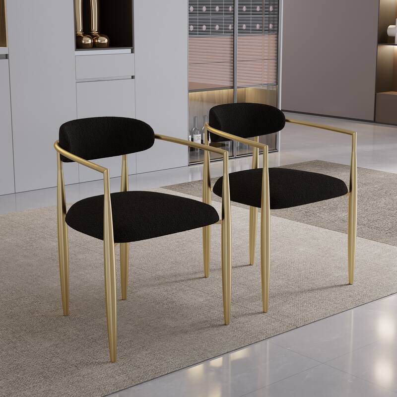 Modern Fabric Upholstered Back Armchair Dining Chair (Set of 2)