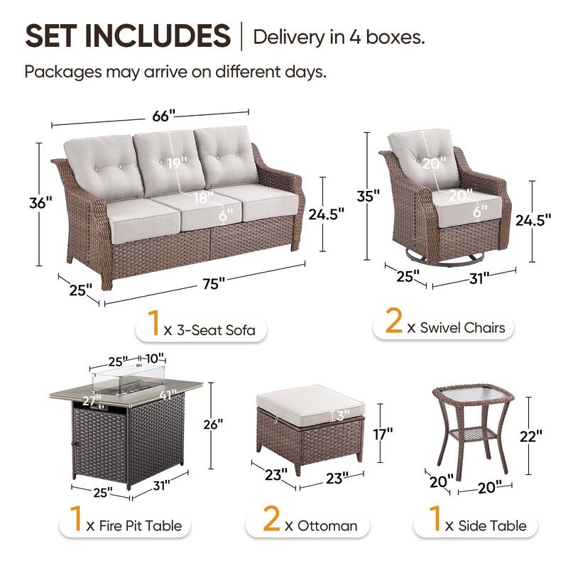 Outdoor Furniture Set with Propane Gas Fire Pit Table