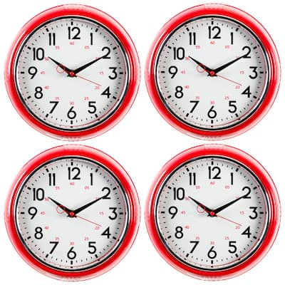 kieragrace KG Retro Wall Clock, Red - 9.5"