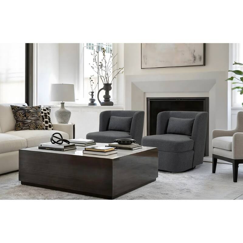 Upholstered Swivel Barrel Accent Chair (Set of 2)