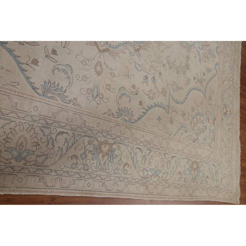 Hand-knotted Floral Distressed Tabriz Persian Rug Oriental Wool Carpet - 9'8" x 12'2"
