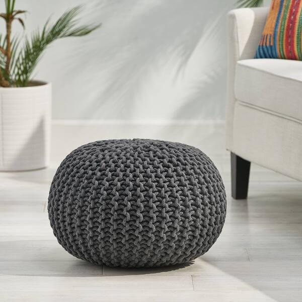 slide 1 of 64, Moro Handcrafted Modern Cotton Pouf by Christopher Knight Home Grey