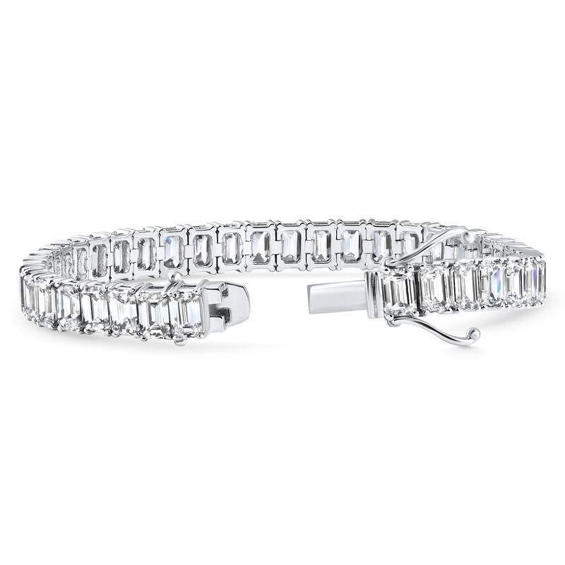 22.50Ct Emerald Diamond Tennis Bracelet White Gold 7" 17.5g Lab Grown