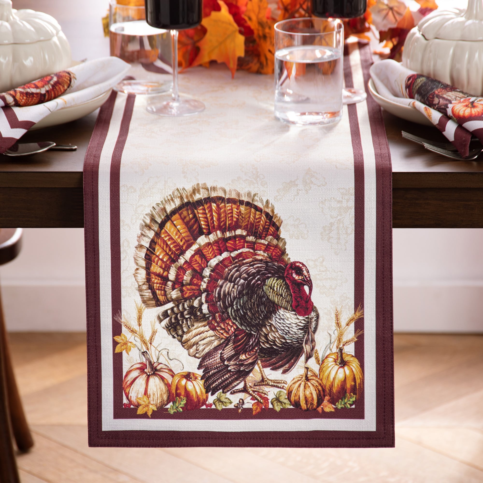 Autumn Heritage Turkey Engineered Table Runner - 13x70