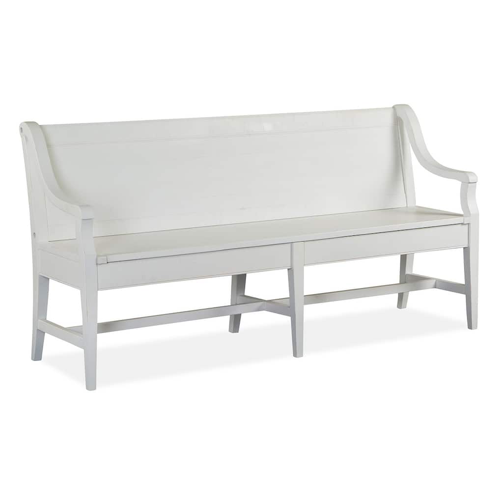 Magnussen Home Heron Cove Chalk White And Dovetail Grey Bench - 66''W x 21''D x 34.38''H