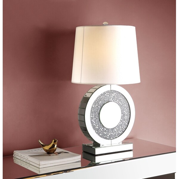 ACME Noralie Table Lamp in Mirrored and Faux Diamonds - Bed Bath