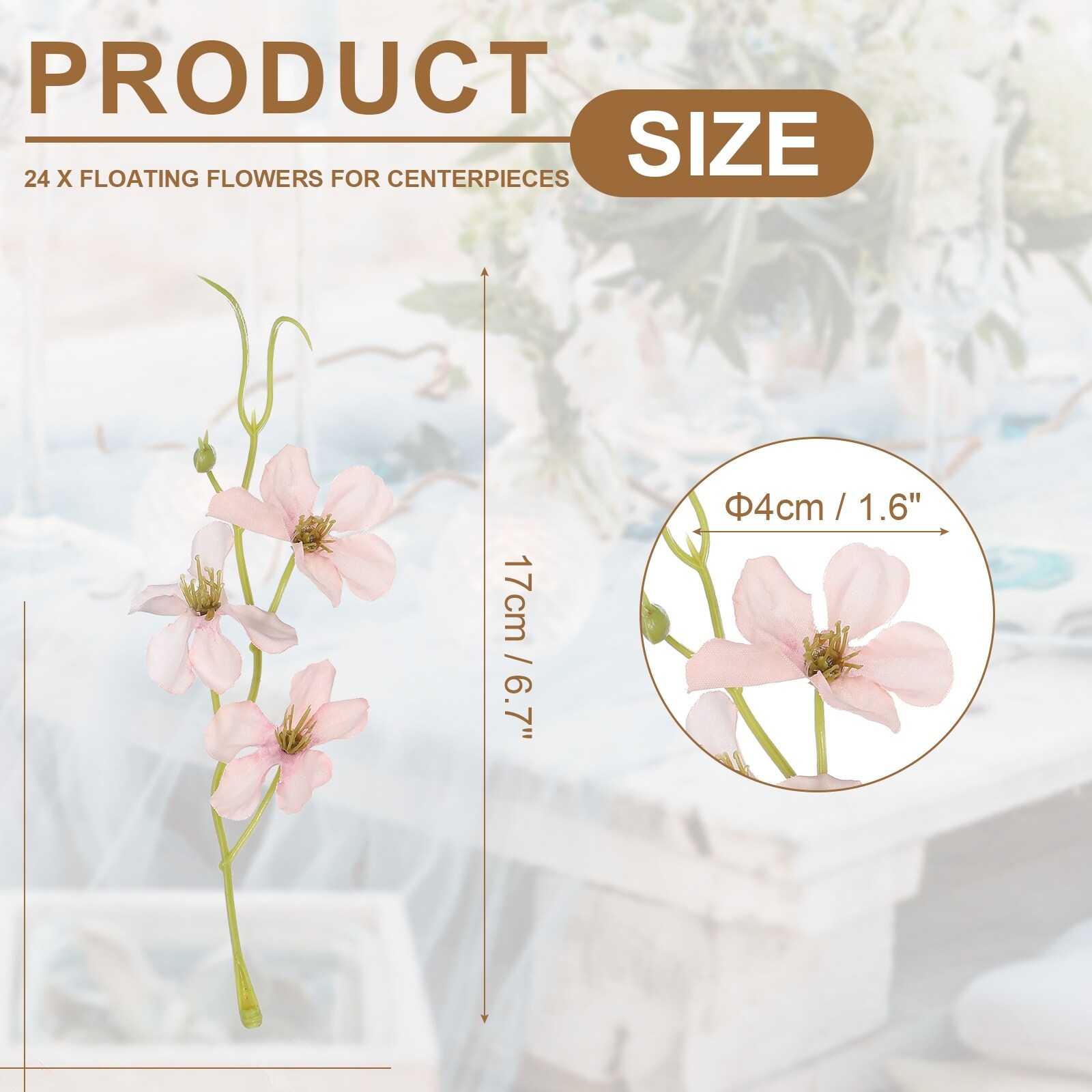 Floating Flowers for Centerpieces Wedding - 17x4cm